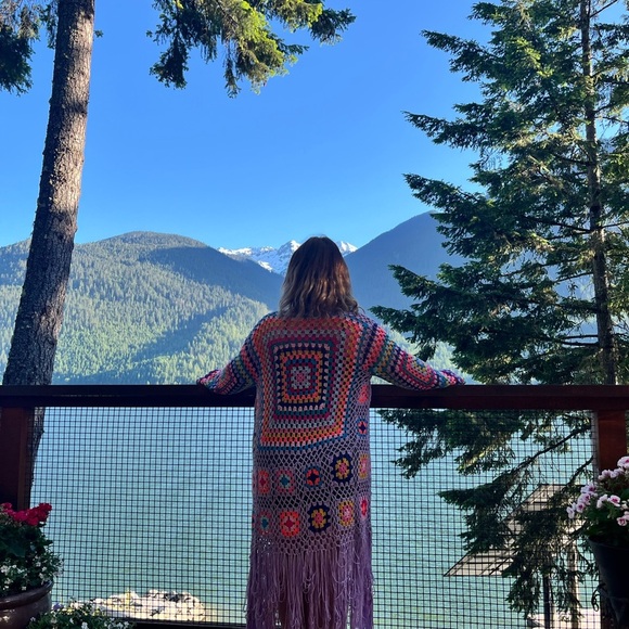 Colourful Crochet Fringe Cardigan long - Picture 2 of 2